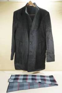 Mens Wool Winter Coat with Scarf -XL