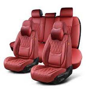 Car Seat Covers Full Set Breathable Wine Red - Leather Front and Rear - Universal