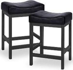 KATDANS Set of 2 Counter Height Stools - 24 Inch -Black