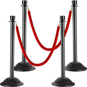Black Stainless Steel Stanchion Velvet Ropes Set