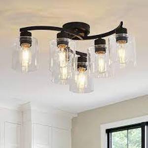 Eatich 6-Light Semi Flush Mount Ceiling Light -Black