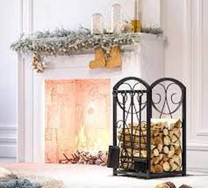 Kingson Symmetric Scroll Firewood Rack with 4-Piece Tool Set