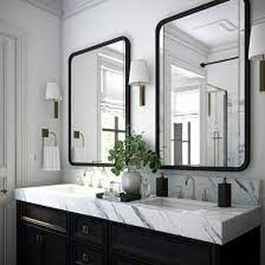 2-Pack Ushower Iron Framed Mirrors 24x36 -Black
