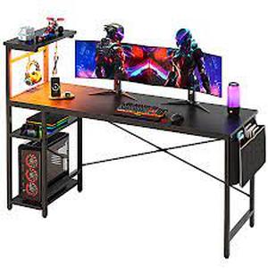 Bestier 44 Computer Desk with 4-Tier Shelves -Black Grained