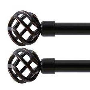 2-Pack Oneach Adjustable Drapery Window Treatment Rods 48-84 -Black