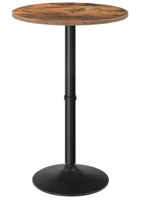 Hoobro Round Bar Table with Adjustable Height 27-35.4 Rustic Brown