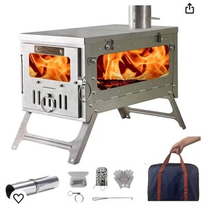 Danchel Outdoor TSG Foldable Titanium Tent Stove with Side Glass