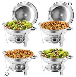 BriSunshine 4-Pack 4-Quart Chafing Dish Buffet Style Stainless Steel Servers
