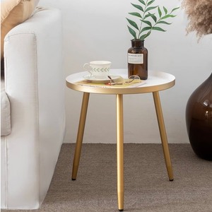 AOJEZOR 18 Side Table Gold with White Top