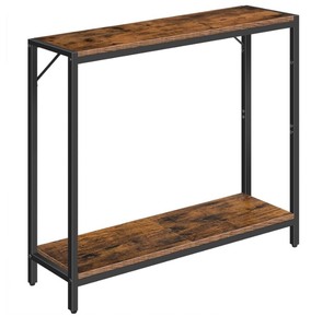 2-Tier Console Table 30x29x9.4 Rustic Brown and Black