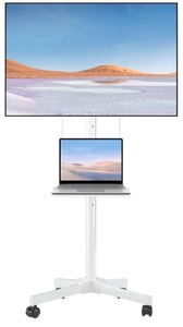 Suptek White Mobile TV Cart for 21-60 with Laptop Shelf