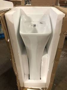 Eridanus Naples Vitreous China 34 in. Rectangular Pedestal Sink with Faucet Hole and Overflow in Crisp White Customer Returns See Pictures