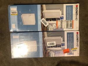 Lot of 2 ClosetMaid 32 in. H x 24 in. W x 12 in. D White Wood Look 2-Door Stackable Storage Organizer   Customer Returns See Pictures