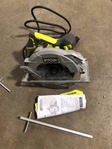RYOBI 15 Amp Corded 7-14 in. Circular Saw with EXACTLINE Laser Alignment System, 24T Carbide Tipped Blade, Edge Guide and Bag  Customer Returns See Pictures