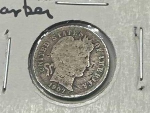 1907 Silver Barber Dime