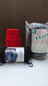 lot 21 image: 100% Red & 100% Black Acrylic Yarn