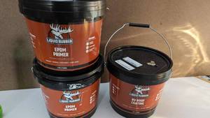 lot 31 image: Two One Gallon Pails Of Liquid Rubber-EPDM Primer-One One Gallon Pail Of Liquid Rubber RV Roof Coating