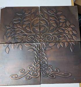 lot 53 image: Metal Wall Art Hanging Tile Copper-Tones