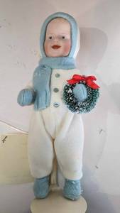 lot 73 image: Past & Present Reproduction Dolls And Bears Arthur Doll With Christmas Wreath