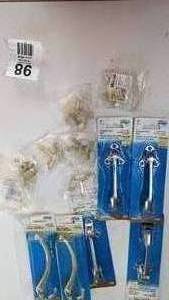 lot 98 image: Three 4 National Kickdown Door Stops-Two Garment Hooks- Etc.