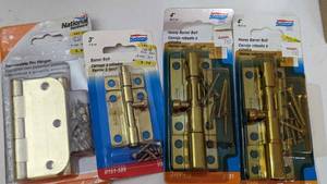 lot 102 image: National 3 12 Removable Pin Hinges-3 Barrel Bolt-Two-4 Heavy Barrel Bolt