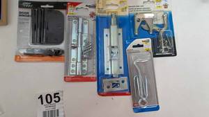 lot 105 image: National Grip Fast Door Hinges (Oil Rubbed Bronz Finish)-6 Heavy Barrel-6 Foot Bolt-5 Gate Hook-Automatic Gate Latch