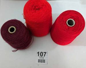 lot 107 image: Nomis Yarns Co.-82% Acrylic-9% Wool-9% Polyester Color Black-One Skein Finetex Red Yarn-100% Acrylic Bramwell 4 Ply Red Yarn