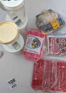 lot 108 image: Four Empty Containers W Covers-Philidelphia Cream Cheese Recipe-Molds For Candy Making For Beginners-Jello Easter Egg Jigglers Recipe