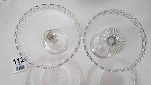lot 112 image: Two Beautiful Pedestal Clear Glass Cake Serving Dishes