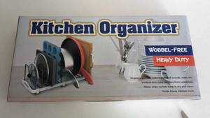 lot 132 image: Everie PotLid Organizer-Cutting Board, Etc.-Kitchen Organizer-Wobble Free-Heavy Duty