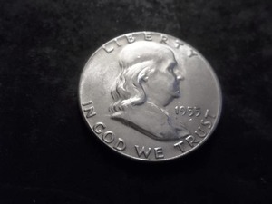 1955 Franklin Half Dollar. Bugs Bunny Strike.