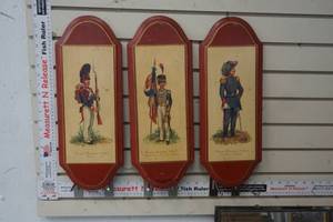 lot 223 image: 3- Vintage Italian 1822,1842 wall decor plaques Uniform Pictures