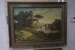 lot 228 image: Vintage Oil Painting The Pont de NarniBy Jean-Baptiste-Camille Corot