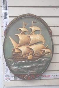 lot 240 image: 1920 Vintage Plaster Ship Plaque