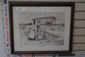 lot 241 image: 1982 Vintage Framed picture Wash Day