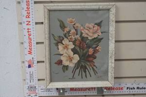 lot 284 image: Vintage Framed Floral print Botanical Wall Art Gallerys 40s 1940s print wooded frame 12x11