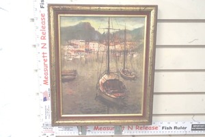 lot 323 image: Vintage Framed art of Boats