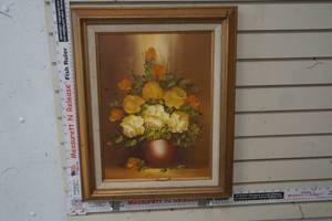 lot 326 image: Vintage Michael Ritter Cannon Floral Still life Oil on Canvas Painting