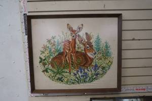 lot 173 image: Cross stitch picture of Deer