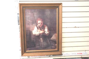 lot 175 image: Vintage Rembrandt girl with Broom 29x23