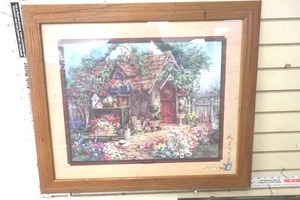 lot 176 image: Vintage Barbara Mock Homco Art Print of Cottage