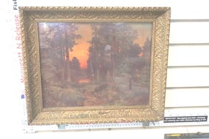 lot 189 image: 1907 Thomas Moran Forest Painting