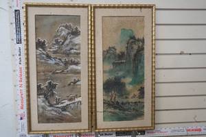 lot 197 image: 2 Vintage Chinese Watercolors on silk