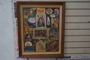 lot 204 image: Framed Vintage Christmas Card Collage