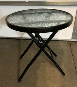 lot 110 image: Two Round Folding Patio Tables