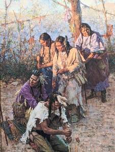 lot 2 image: Howard Terpning Offerings to the Little People Textured Canvas Print