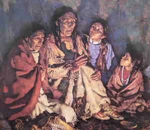 lot 6 image: Grandfather Speaks Print on Canvas by Howard Terpning