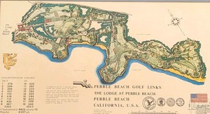 lot 48 image: Framed Pebble Beach Golf Links Map
