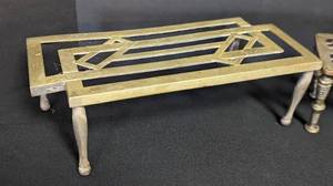 lot 49 image: Pair of Small Vintage Brass Plant Stands