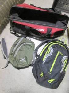 lot 15 image: XL Husky tool bag and Uline backpacks